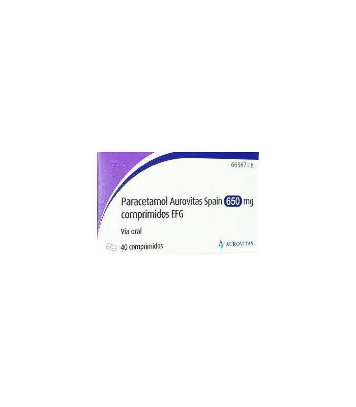 PARACETAMOL AUROVITAS SPAIN 650 MG 40 COMPRIMIDOS